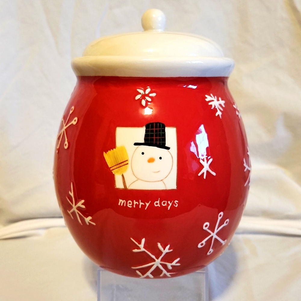 Merry Days Red & White Hallmark Cookie Jar